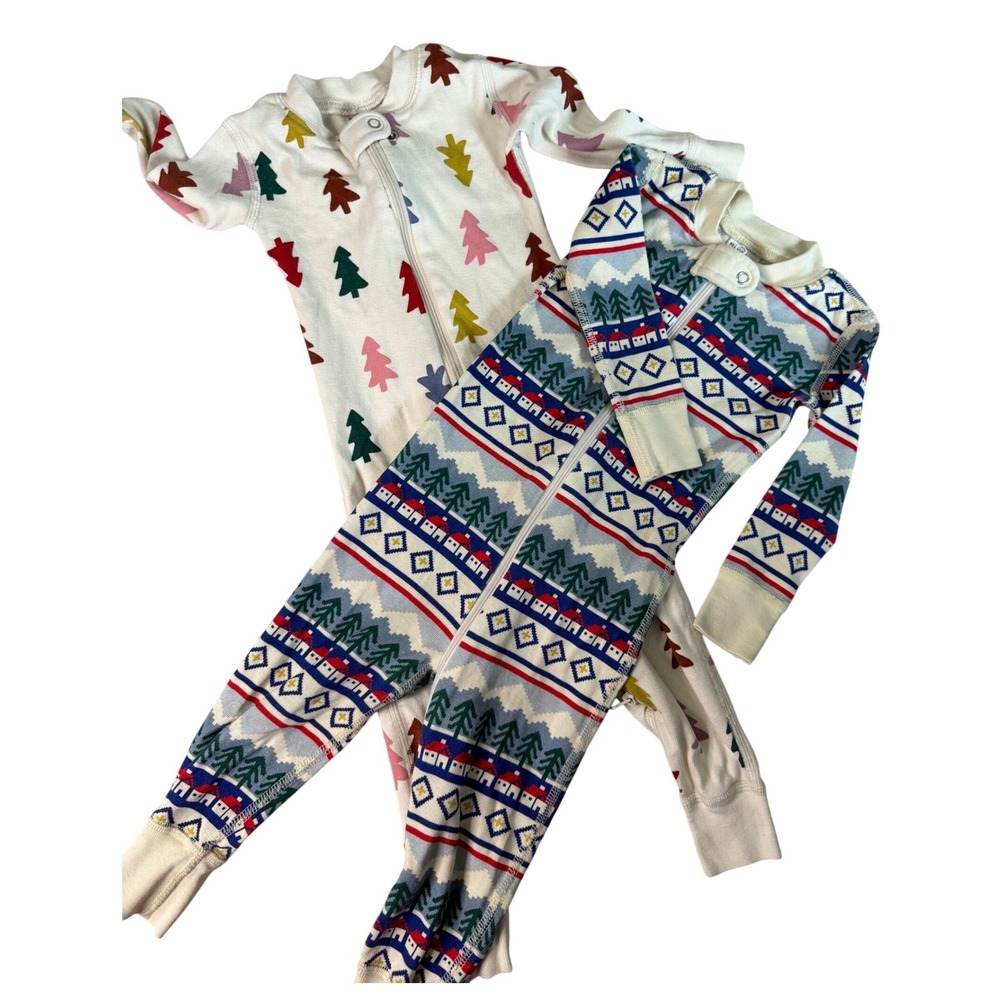 2PC Set Hanna Andersson‎ Organic Cotton Holiday One Piece Sleeper 18-24M Toddler